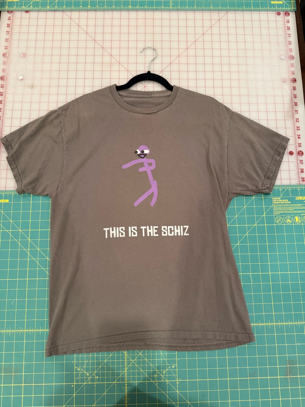 Men's Gray Graphic Tee with Purple Character - Unbranded